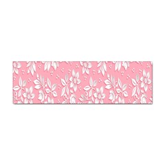 Pink Texture With White Flowers, Pink Floral Background Sticker (bumper) by nateshop