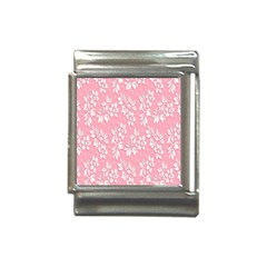 Pink Texture With White Flowers, Pink Floral Background Italian Charm (13mm) by nateshop