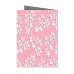 Pink Texture With White Flowers, Pink Floral Background Mini Greeting Cards (Pkg of 8) Left