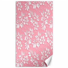 Pink Texture With White Flowers, Pink Floral Background Canvas 40  X 72  by nateshop