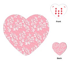 Pink Texture With White Flowers, Pink Floral Background Playing Cards Single Design (heart) by nateshop