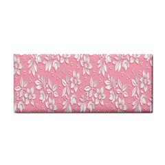 Pink Texture With White Flowers, Pink Floral Background Hand Towel by nateshop