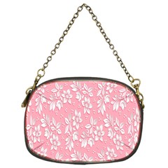 Pink Texture With White Flowers, Pink Floral Background Chain Purse (two Sides) by nateshop