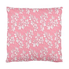 Pink Texture With White Flowers, Pink Floral Background Standard Cushion Case (one Side) by nateshop