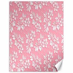 Pink Texture With White Flowers, Pink Floral Background Canvas 18  X 24  by nateshop