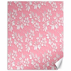 Pink Texture With White Flowers, Pink Floral Background Canvas 11  X 14  by nateshop