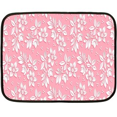 Pink Texture With White Flowers, Pink Floral Background Fleece Blanket (mini) by nateshop