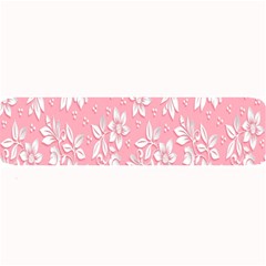 Pink Texture With White Flowers, Pink Floral Background Large Bar Mat by nateshop