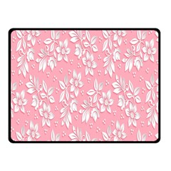 Pink Texture With White Flowers, Pink Floral Background Fleece Blanket (small) by nateshop