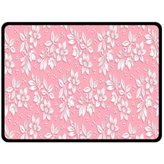 Pink Texture With White Flowers, Pink Floral Background Fleece Blanket (large) by nateshop