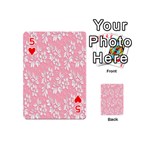 Pink Texture With White Flowers, Pink Floral Background Playing Cards 54 Designs (Mini) Front - Heart5