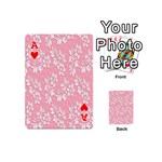 Pink Texture With White Flowers, Pink Floral Background Playing Cards 54 Designs (Mini) Front - HeartA