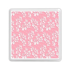 Pink Texture With White Flowers, Pink Floral Background Memory Card Reader (square) by nateshop