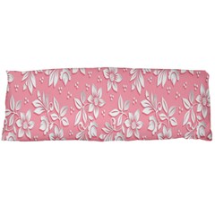 Pink Texture With White Flowers, Pink Floral Background Body Pillow Case (dakimakura) by nateshop