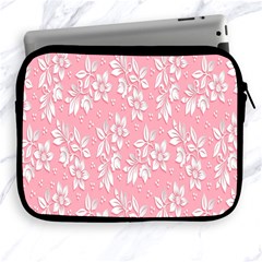 Pink Texture With White Flowers, Pink Floral Background Apple Ipad 2/3/4 Zipper Cases by nateshop