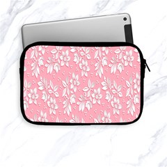 Pink Texture With White Flowers, Pink Floral Background Apple Ipad Mini Zipper Cases by nateshop