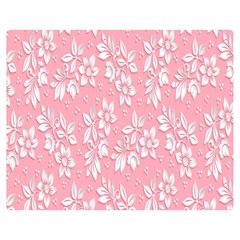 Pink Texture With White Flowers, Pink Floral Background Two Sides Premium Plush Fleece Blanket (medium) by nateshop