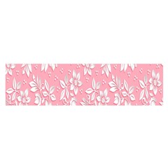 Pink Texture With White Flowers, Pink Floral Background Oblong Satin Scarf (16  X 60 ) by nateshop