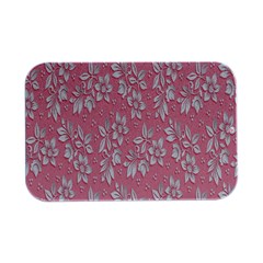 Pink Texture With White Flowers, Pink Floral Background Open Lid Metal Box (silver)  