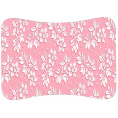 Pink Texture With White Flowers, Pink Floral Background Velour Seat Head Rest Cushion by nateshop