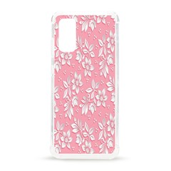 Pink Texture With White Flowers, Pink Floral Background Samsung Galaxy S20 6 2 Inch Tpu Uv Case