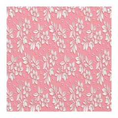 Pink Texture With White Flowers, Pink Floral Background Banner And Sign 3  X 3  by nateshop