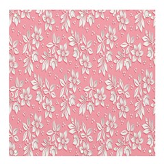 Pink Texture With White Flowers, Pink Floral Background Banner And Sign 4  X 4  by nateshop