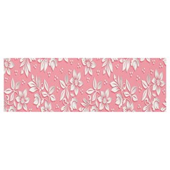 Pink Texture With White Flowers, Pink Floral Background Banner And Sign 12  X 4  by nateshop