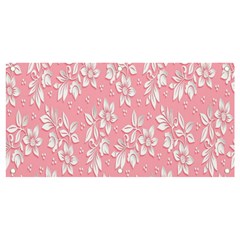 Pink Texture With White Flowers, Pink Floral Background Banner And Sign 4  X 2  by nateshop