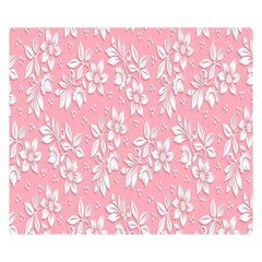 Pink Texture With White Flowers, Pink Floral Background Premium Plush Fleece Blanket (small) by nateshop