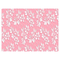 Pink Texture With White Flowers, Pink Floral Background Two Sides Premium Plush Fleece Blanket (extra Small) by nateshop