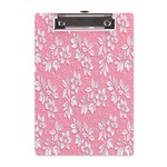 Pink Texture With White Flowers, Pink Floral Background A5 Acrylic Clipboard Front