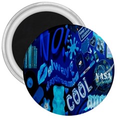 Really Cool Blue, Unique Blue 3  Magnets by nateshop