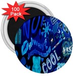 Really Cool Blue, Unique Blue 3  Magnets (100 pack) Front