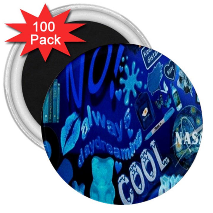 Really Cool Blue, Unique Blue 3  Magnets (100 pack)