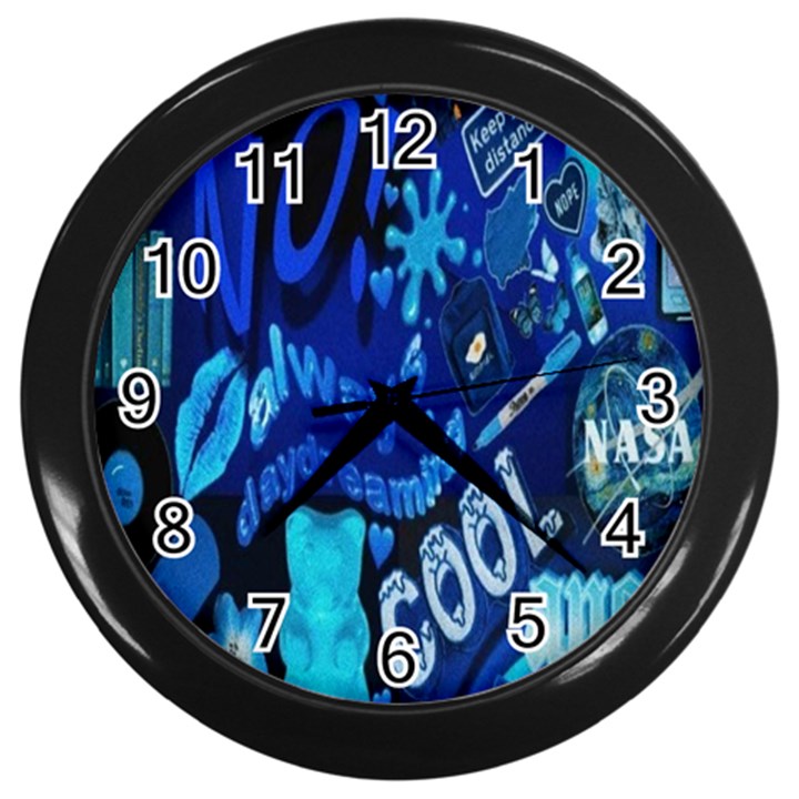 Really Cool Blue, Unique Blue Wall Clock (Black)