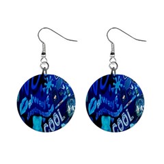 Really Cool Blue, Unique Blue Mini Button Earrings