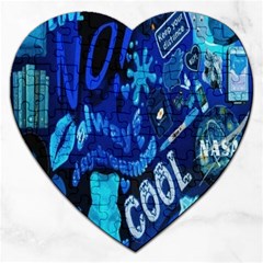 Really Cool Blue, Unique Blue Jigsaw Puzzle (heart) by nateshop