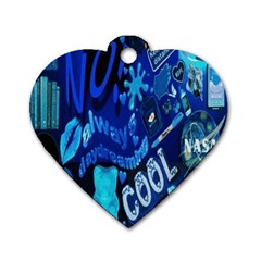 Really Cool Blue, Unique Blue Dog Tag Heart (two Sides) by nateshop