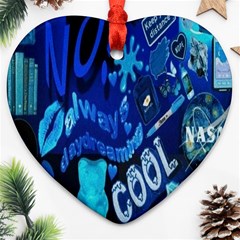 Really Cool Blue, Unique Blue Heart Ornament (two Sides) by nateshop