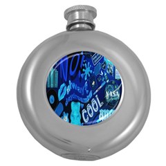 Really Cool Blue, Unique Blue Round Hip Flask (5 Oz) by nateshop