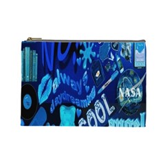 Really Cool Blue, Unique Blue Cosmetic Bag (large) by nateshop