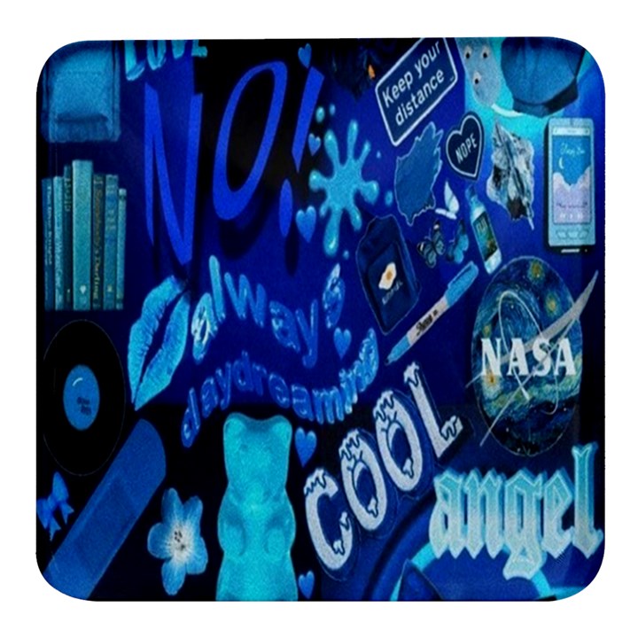 Really Cool Blue, Unique Blue Square Glass Fridge Magnet (4 pack)