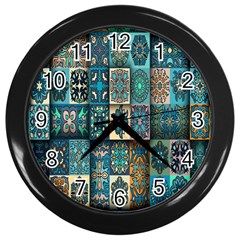 Texture, Pattern, Abstract, Colorful, Digital Art Wall Clock (black) by nateshop