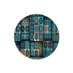 Texture, Pattern, Abstract, Colorful, Digital Art Rubber Round Coaster (4 Pack) by nateshop