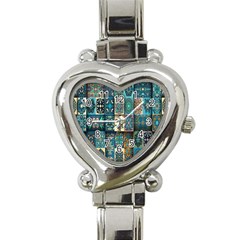 Texture, Pattern, Abstract, Colorful, Digital Art Heart Italian Charm Watch