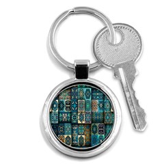 Texture, Pattern, Abstract, Colorful, Digital Art Key Chain (round) by nateshop