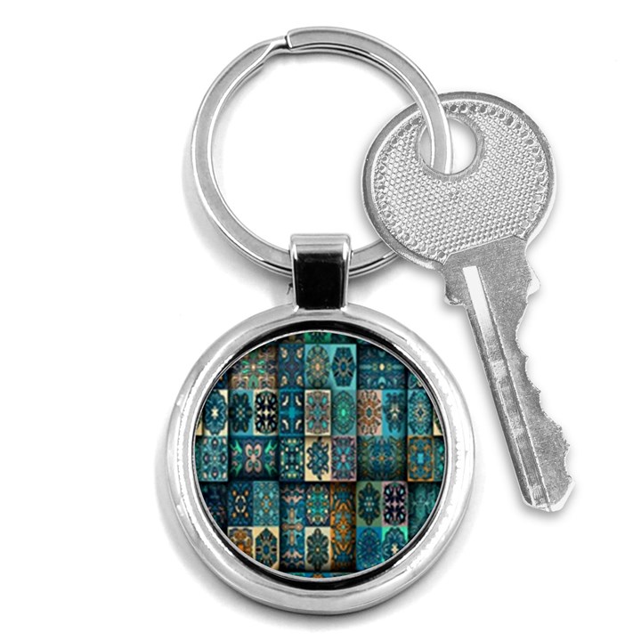 Texture, Pattern, Abstract, Colorful, Digital Art Key Chain (Round)