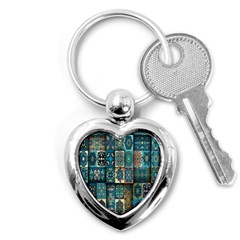 Texture, Pattern, Abstract, Colorful, Digital Art Key Chain (heart) by nateshop