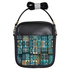 Texture, Pattern, Abstract, Colorful, Digital Art Girls Sling Bag by nateshop